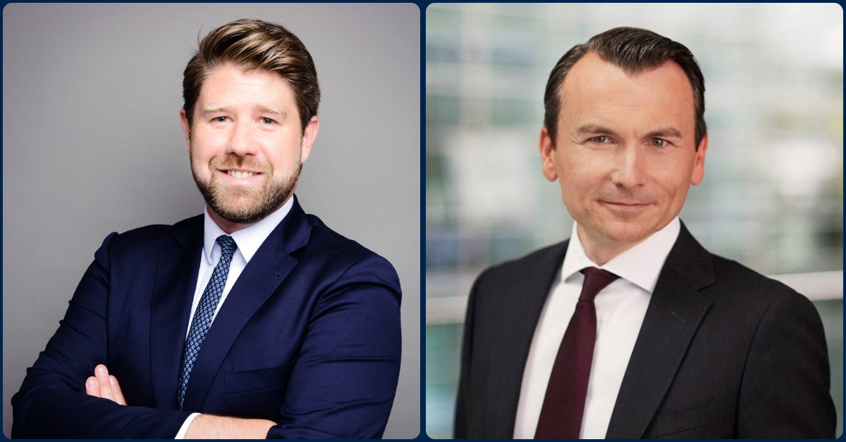Tim Onkelbach (links) übernimmt die Leitung der Unternehmensbank Nordwest bei der Deutschen Bank von Tino Franzen. Fotos: Deutsche Bank