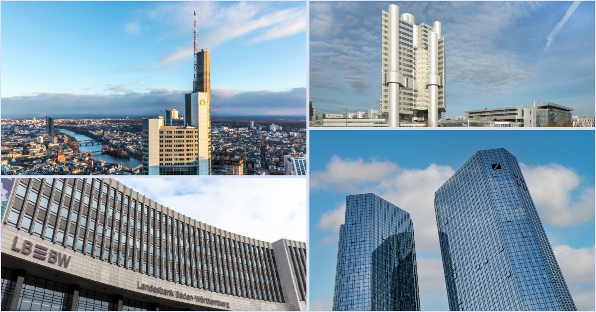 Welche Häuser sind aktuell die führenden Banken im deutschen Firmenkundengeschäft? Fotos: travelview – stock.adobe.com (Commerzbank & Deutsche Bank), virin – stock.adobe.com (LBBW), Unicredit (Hypovereinsbank), Montage: DerTreasurer